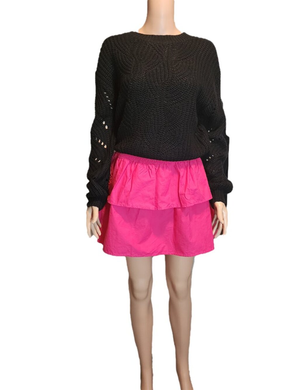 Pink Ruffle Mini Skirt Small Flowy Layered Flirty Y2K Summer NWT - Picture 2 of 9
